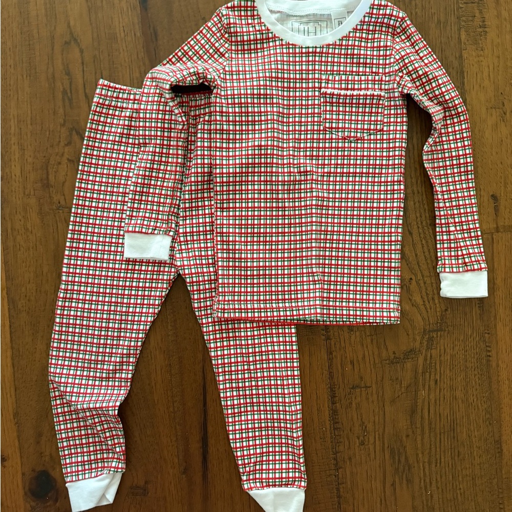 Lila and Hayes 3T Red and White Checkered Kids Pajamas